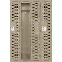 Clean Line Lockers, Bank of 4, 48" x 15" x 72", Steel, Beige, Rivet (Assembled), Perforated Mukwa Safety Services