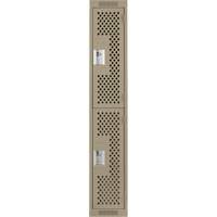 Clean Line Lockers, 2 -tier, 12" x 12" x 72", Steel, Beige, Rivet (Assembled), Perforated Mukwa Safety Services