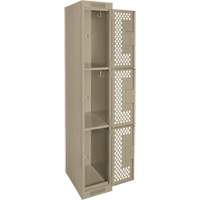 Casiers Clean Line, 3 niveaux, 12" x 12" x 72", Acier, Beige, Rivet (assembl&eacute;), Perfor&eacute; Mukwa Safety Services