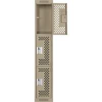 Casiers Clean Line, 3 niveaux, 12" x 12" x 72", Acier, Beige, Rivet (assembl&eacute;), Perfor&eacute; Mukwa Safety Services