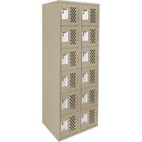 Assembled Lockerettes Clean Line Perforated Economy Lockers, 6 -tier, Bank of 2, 18" x 72" x 12", Steel Mukwa Safety Services
