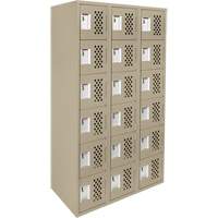 Assembled Lockerettes Clean Line Perforated Economy Lockers, 6 -tier, Bank of 3, 18" x 72" x 12", Steel Mukwa Safety Services
