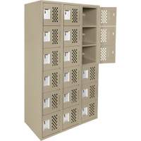 Assembled Lockerettes Clean Line Perforated Economy Lockers, 6 -tier, Bank of 3, 18" x 72" x 12", Steel Mukwa Safety Services