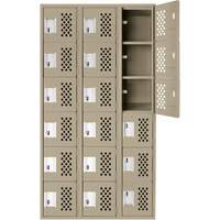 Assembled Lockerettes Clean Line Perforated Economy Lockers, 6 -tier, Bank of 3, 18" x 72" x 12", Steel Mukwa Safety Services
