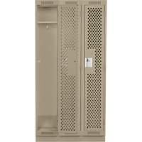 Clean Line Lockers, Bank of 3, 36" x 18" x 76", Steel, Beige, Rivet (Assembled), Perforated Mukwa Safety Services