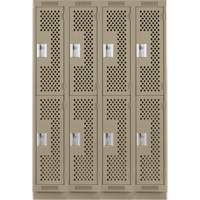 Clean Line Lockers, 2 -tier, Bank of 4, 48" x 15" x 76", Steel, Beige, Rivet (Assembled), Perforated Mukwa Safety Services