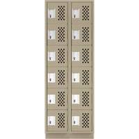 Clean-Line Perforated Lockerette, 6 -tier, Bank of 2, 12" x 72" x 12", Steel Mukwa Safety Services