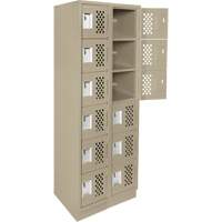 Clean-Line Perforated Lockerette, 6 -tier, Bank of 2, 12" x 72" x 12", Steel Mukwa Safety Services