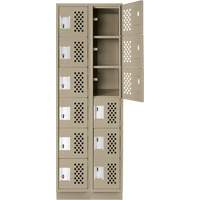 Clean-Line Perforated Lockerette, 6 -tier, Bank of 2, 12" x 72" x 12", Steel Mukwa Safety Services