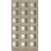 Clean-Line Perforated Lockerette, 6 -tier, Bank of 3, 12" x 72" x 12", Steel Mukwa Safety Services
