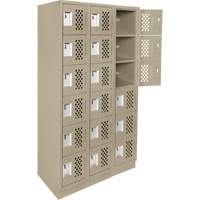 Clean-Line Perforated Lockerette, 6 -tier, Bank of 3, 12" x 72" x 12", Steel Mukwa Safety Services