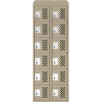 Clean-Line Perforated Lockerette, 6 -tier, Bank of 2, 15" x 72" x 12", Steel Mukwa Safety Services