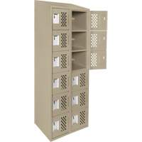 Clean-Line Perforated Lockerette, 6 -tier, Bank of 2, 15" x 72" x 12", Steel Mukwa Safety Services