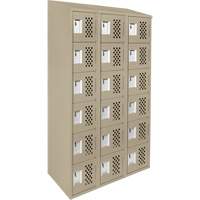 Clean-Line Perforated Lockerette, 6 -tier, Bank of 3, 15" x 72" x 12", Steel Mukwa Safety Services