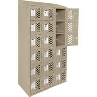 Clean-Line Perforated Lockerette, 6 -tier, Bank of 3, 15" x 72" x 12", Steel Mukwa Safety Services
