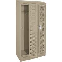 Clean Line Lockers, Bank of 3, 36" x 18" x 82", Steel, Beige, Rivet (Assembled), Perforated Mukwa Safety Services
