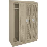 Clean Line Lockers, Bank of 4, 48" x 18" x 82", Steel, Beige, Rivet (Assembled), Perforated Mukwa Safety Services