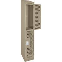 Casiers Clean Line, 2 niveaux, 12" x 18" x 82", Acier, Beige, Rivet (assembl&eacute;), Perfor&eacute; Mukwa Safety Services