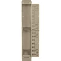 Casiers Clean Line, 2 niveaux, 12" x 18" x 82", Acier, Beige, Rivet (assembl&eacute;), Perfor&eacute; Mukwa Safety Services