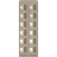 Clean-Line Perforated Lockerette, 6 -tier, Bank of 2, 12" x 72" x 12", Steel Mukwa Safety Services