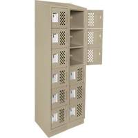 Clean-Line Perforated Lockerette, 6 -tier, Bank of 2, 12" x 72" x 12", Steel Mukwa Safety Services