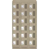 Clean-Line Perforated Lockerette, 6 -tier, Bank of 3, 12" x 72" x 12", Steel Mukwa Safety Services