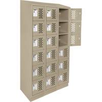 Clean-Line Perforated Lockerette, 6 -tier, Bank of 3, 12" x 72" x 12", Steel Mukwa Safety Services
