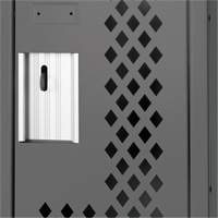 Clean Line Lockers, 2 -tier, 12" x 12" x 72", Steel, Charcoal, Rivet (Assembled), Perforated Mukwa Safety Services