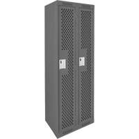 Clean Line Lockers, Bank of 2, 24" x 15" x 72", Steel, Charcoal, Rivet (Assembled), Perforated Mukwa Safety Services
