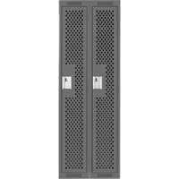 Clean Line Lockers, Bank of 2, 24" x 15" x 72", Steel, Charcoal, Rivet (Assembled), Perforated Mukwa Safety Services