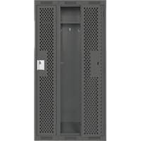 Clean Line Lockers, Bank of 3, 36" x 15" x 72", Steel, Charcoal, Rivet (Assembled), Perforated Mukwa Safety Services