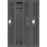 Clean Line Lockers, Bank of 4, 48" x 15" x 72", Steel, Charcoal, Rivet (Assembled), Perforated Mukwa Safety Services