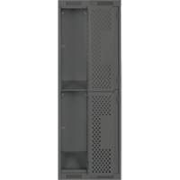 Clean Line Lockers, 2 -tier, Bank of 2, 24" x 12" x 72", Steel, Charcoal, Rivet (Assembled), Perforated Mukwa Safety Services