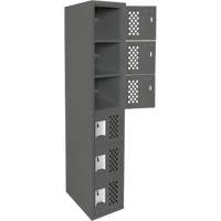 Assembled Lockerettes Clean Line Perforated Economy Lockers, 6 -tier, 18" x 72" x 12", Steel Mukwa Safety Services