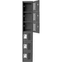 Assembled Lockerettes Clean Line Perforated Economy Lockers, 6 -tier, 18" x 72" x 12", Steel Mukwa Safety Services