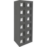 Assembled Lockerettes Clean Line Perforated Economy Lockers, 6 -tier, Bank of 2, 18" x 72" x 12", Steel Mukwa Safety Services