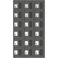 Assembled Lockerettes Clean Line Perforated Economy Lockers, 6 -tier, Bank of 3, 18" x 72" x 12", Steel Mukwa Safety Services