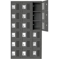 Assembled Lockerettes Clean Line Perforated Economy Lockers, 6 -tier, Bank of 3, 18" x 72" x 12", Steel Mukwa Safety Services