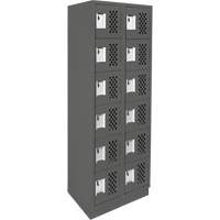 Clean-Line Perforated Lockerette, 6 -tier, Bank of 2, 12" x 72" x 12", Steel Mukwa Safety Services