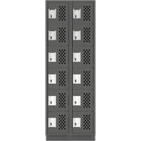Clean-Line Perforated Lockerette, 6 -tier, Bank of 2, 12" x 72" x 12", Steel Mukwa Safety Services