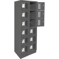 Clean-Line Perforated Lockerette, 6 -tier, Bank of 2, 12" x 72" x 12", Steel Mukwa Safety Services