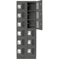 Clean-Line Perforated Lockerette, 6 -tier, Bank of 2, 12" x 72" x 12", Steel Mukwa Safety Services
