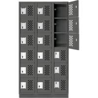 Clean-Line Perforated Lockerette, 6 -tier, Bank of 3, 12" x 72" x 12", Steel Mukwa Safety Services