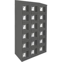 Clean-Line Perforated Lockerette, 6 -tier, Bank of 3, 15" x 72" x 12", Steel Mukwa Safety Services