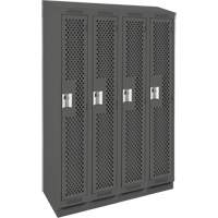 Clean Line Lockers, Bank of 4, 48" x 18" x 82", Steel, Charcoal, Rivet (Assembled), Perforated Mukwa Safety Services