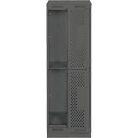 Casiers Clean Line, 2 niveaux, Bloc de 2, 24" x 18" x 82", Acier, Charbon, Rivet (assembl&eacute;), Perfor&eacute; Mukwa Safety Services