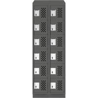 Clean-Line Perforated Lockerette, 6 -tier, Bank of 2, 12" x 72" x 12", Steel Mukwa Safety Services