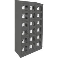 Clean-Line Perforated Lockerette, 6 -tier, Bank of 3, 12" x 72" x 12", Steel Mukwa Safety Services