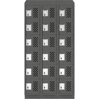 Clean-Line Perforated Lockerette, 6 -tier, Bank of 3, 12" x 72" x 12", Steel Mukwa Safety Services
