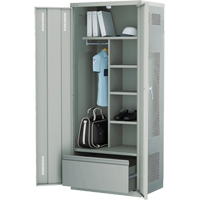 Deluxe Gear Locker, Steel, 36" W x 24" D x 72" H, Grey Mukwa Safety Services